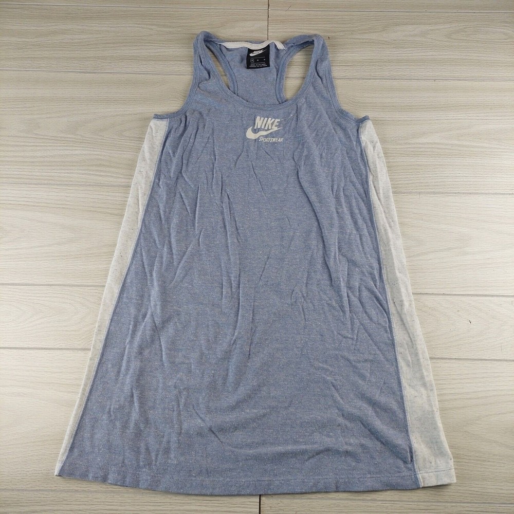 Nike Sportswear Tank Top Womens Medium Racerback Blue Swoosh Active Gym‎ Workout